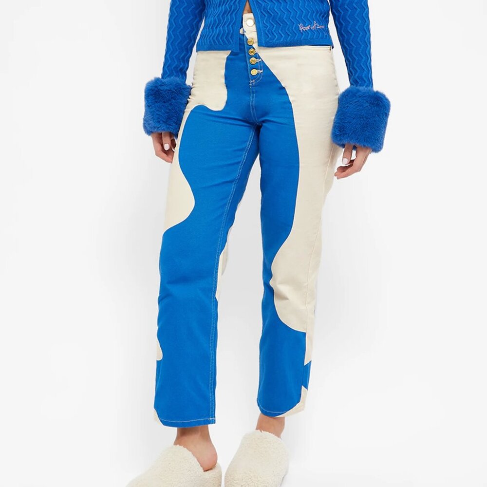 House Of Sunny Canvas Jessie Klein Blue & Oat Milk Pants